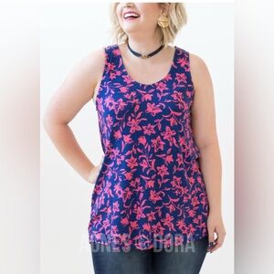 Agnes & Dora Blue and Pink Floral Tank Top